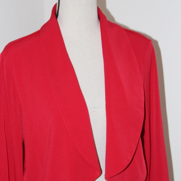 Susan Graver, Red 3/4 sleeve light weight jacket shrug - Picture 3 of 8